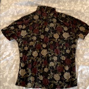 Rose turtle neck blouse